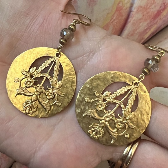 Handmade gemstone nouveau earrings. - Picture 4 of 9